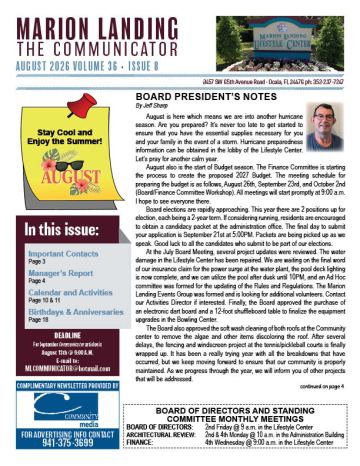 Marion Landing newsletter cover