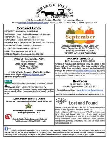 Carriage Village newsletter cover