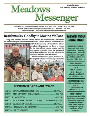 Ridgewood Meadows newsletter cover