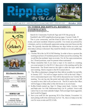 Deerfield Lake MHC newsletter cover