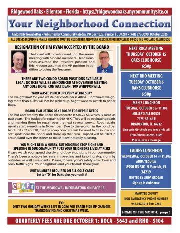 Ridgewood Oaks newsletter cover