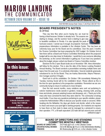Marion Landing newsletter cover