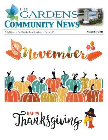The Gardens Homeowner Association newsletter cover