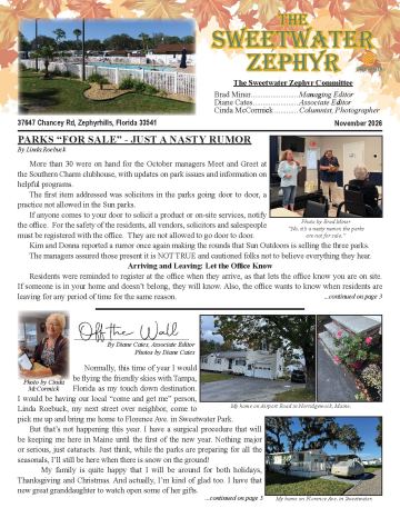 Sweetwater Sun Outdoors RV Park newsletter cover