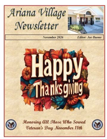 Ariana Village newsletter cover